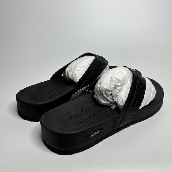 Skechers Arch Fit Meditation Sail Home Thong Flip Flop Sandals in Black - Picture 4 of 10
